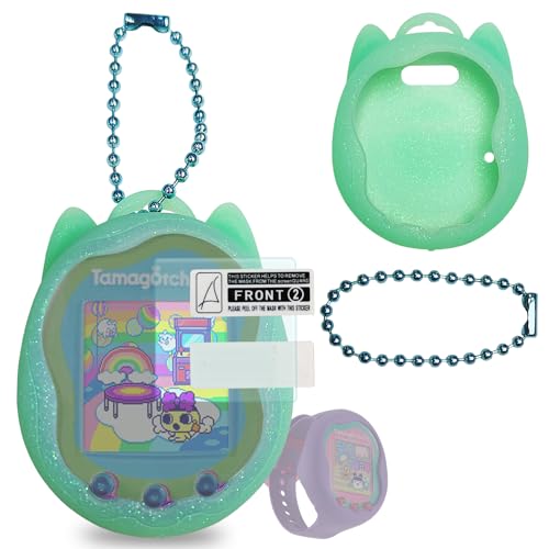 JCHPINE Teal Silicone Case for Tamagotchi Uni with Screen Protector and Color Chain