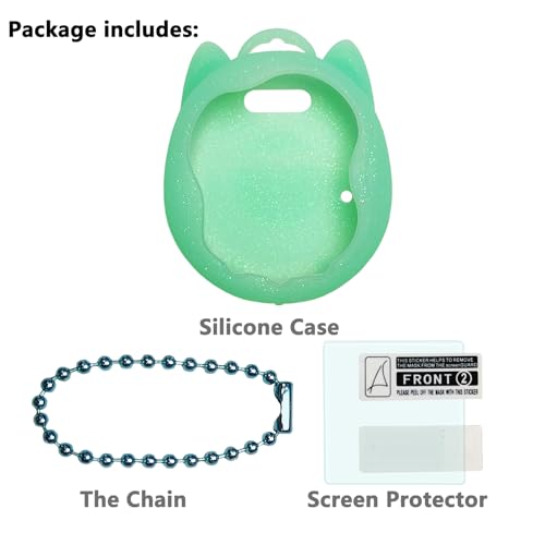 JCHPINE Teal Silicone Case for Tamagotchi Uni with Screen Protector and Color Chain