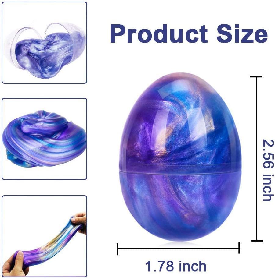 JDSTY 6 Pack Slime Eggs - Non-Toxic Stress Relief Toys for Kids, Easter Basket Stuffers, Birthday Party Favors