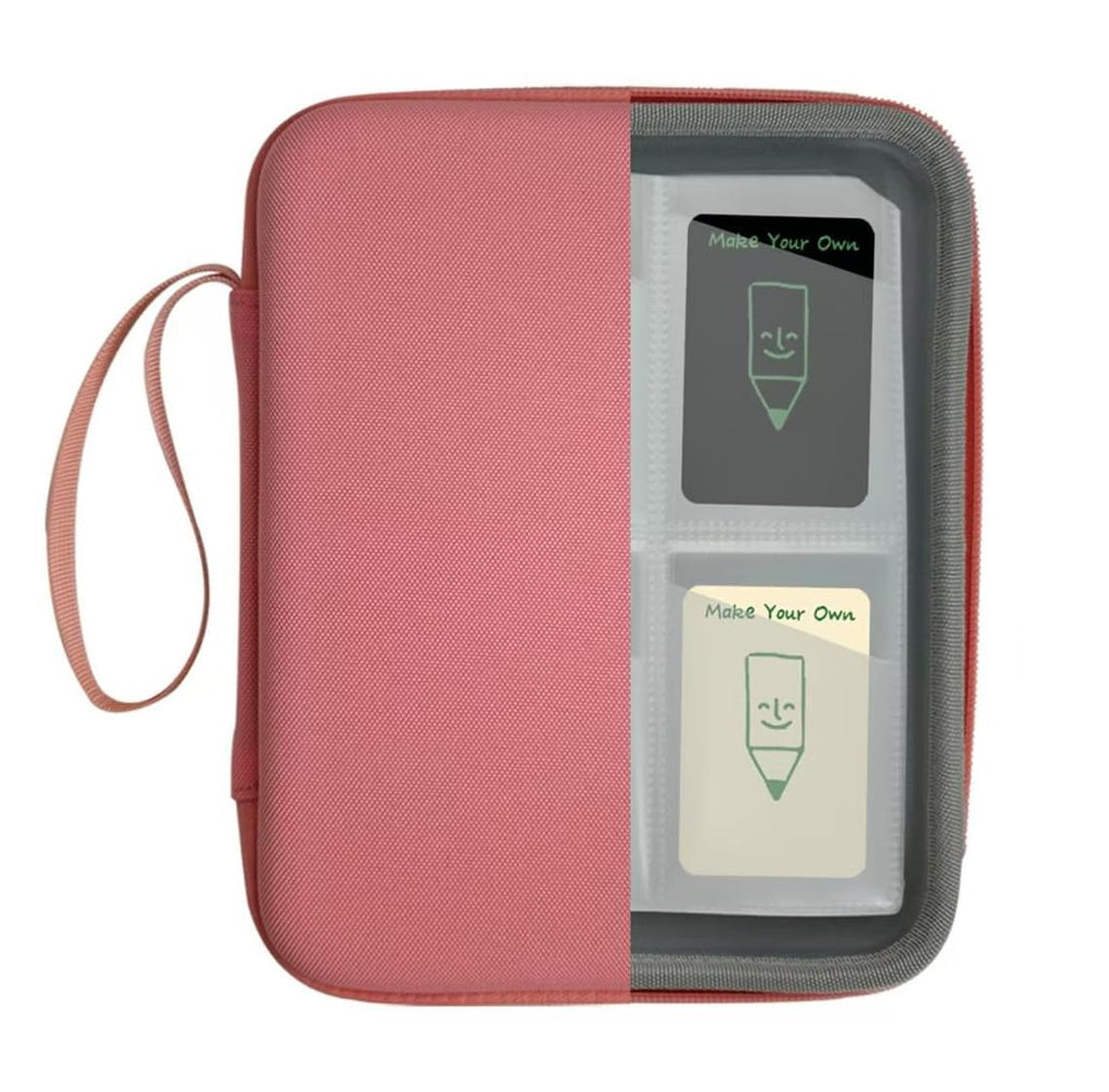 JDSZM Yoto Card Case Holder – 120 Pocket Storage Organizer with Carry Strap, Pink