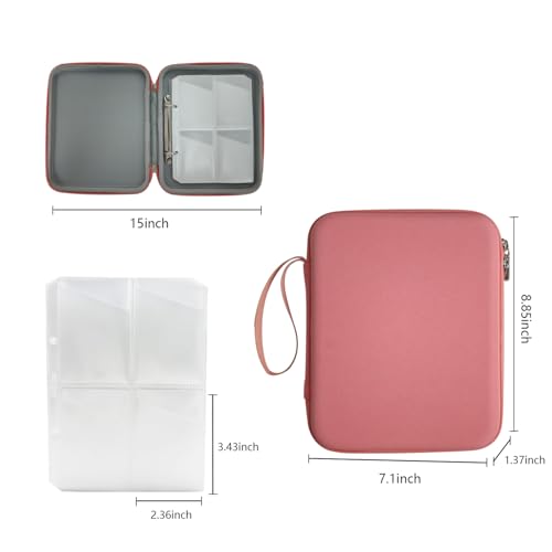 JDSZM Yoto Card Case Holder – 120 Pocket Storage Organizer with Carry Strap, Pink