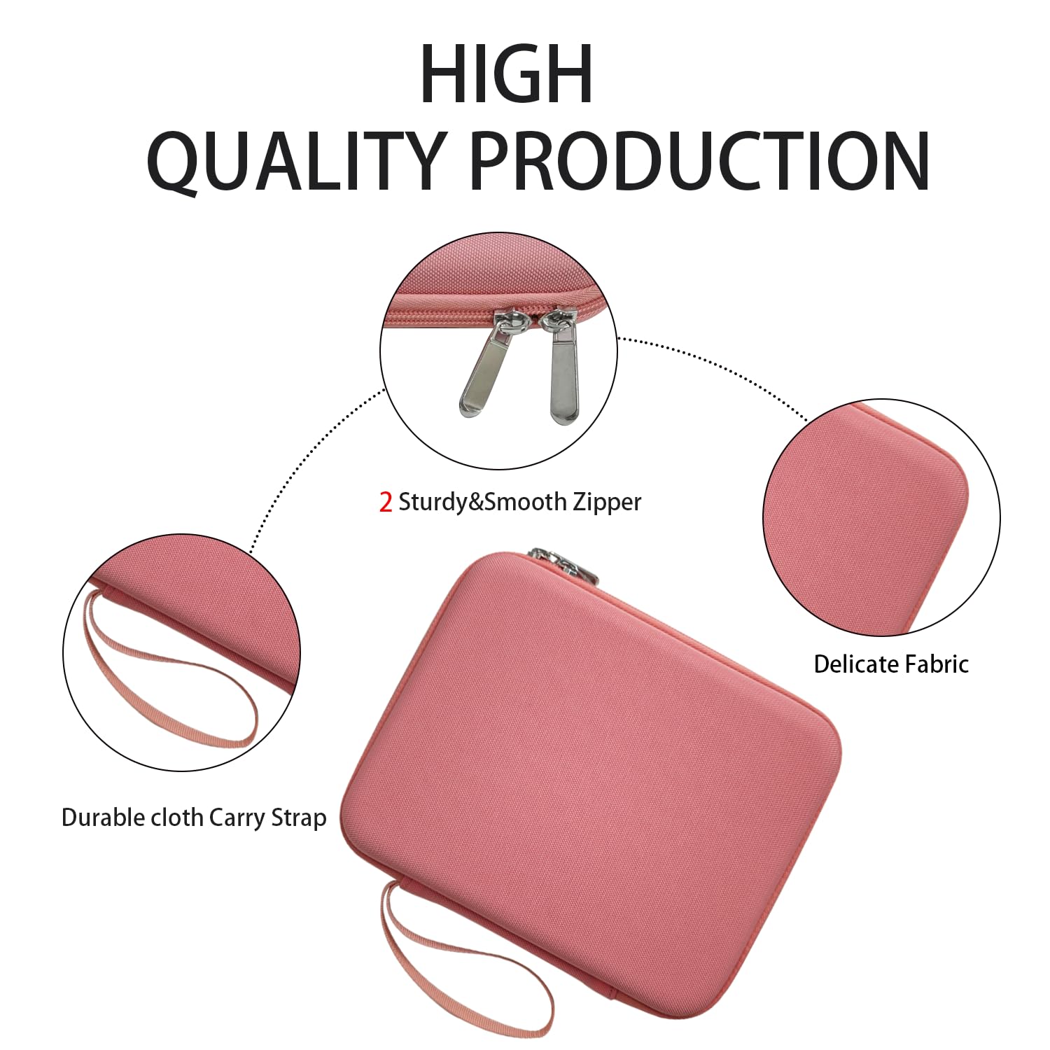 JDSZM Yoto Card Case Holder – 120 Pocket Storage Organizer with Carry Strap, Pink
