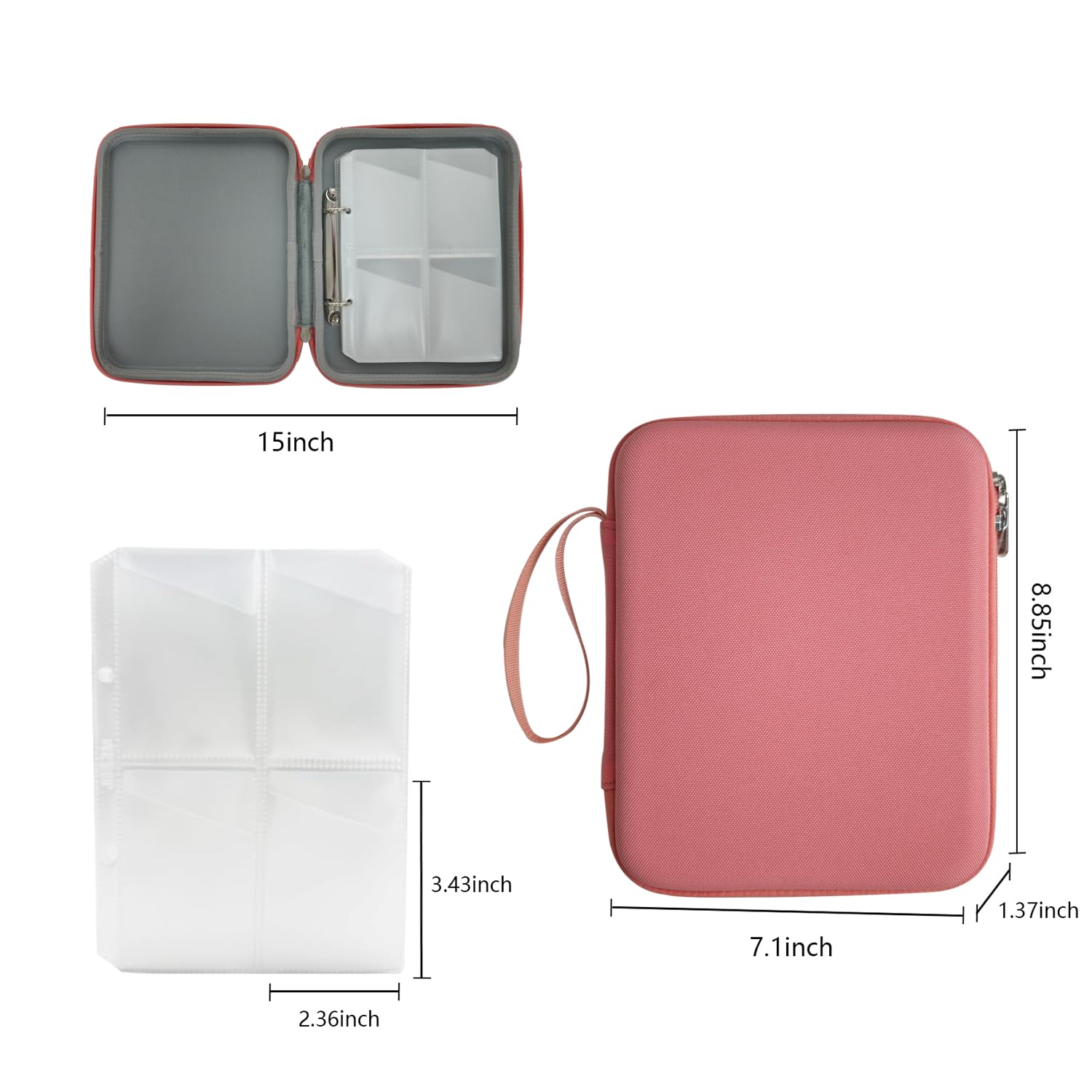 JDSZM Yoto Card Case Holder – 120 Pocket Storage Organizer with Carry Strap, Pink