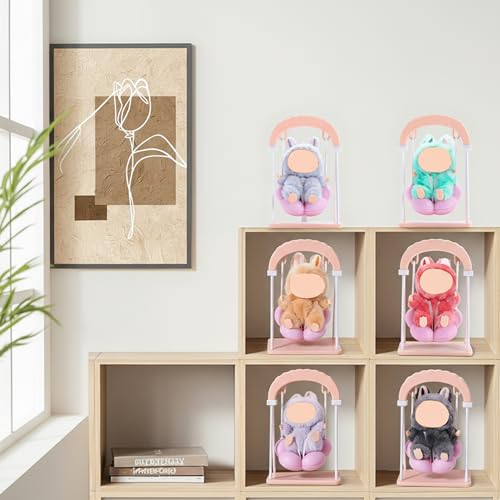 JEADAVOE Miniature Cloud Pink Swing Chair for Labubu 15-17cm Dolls (Doll Not Included)