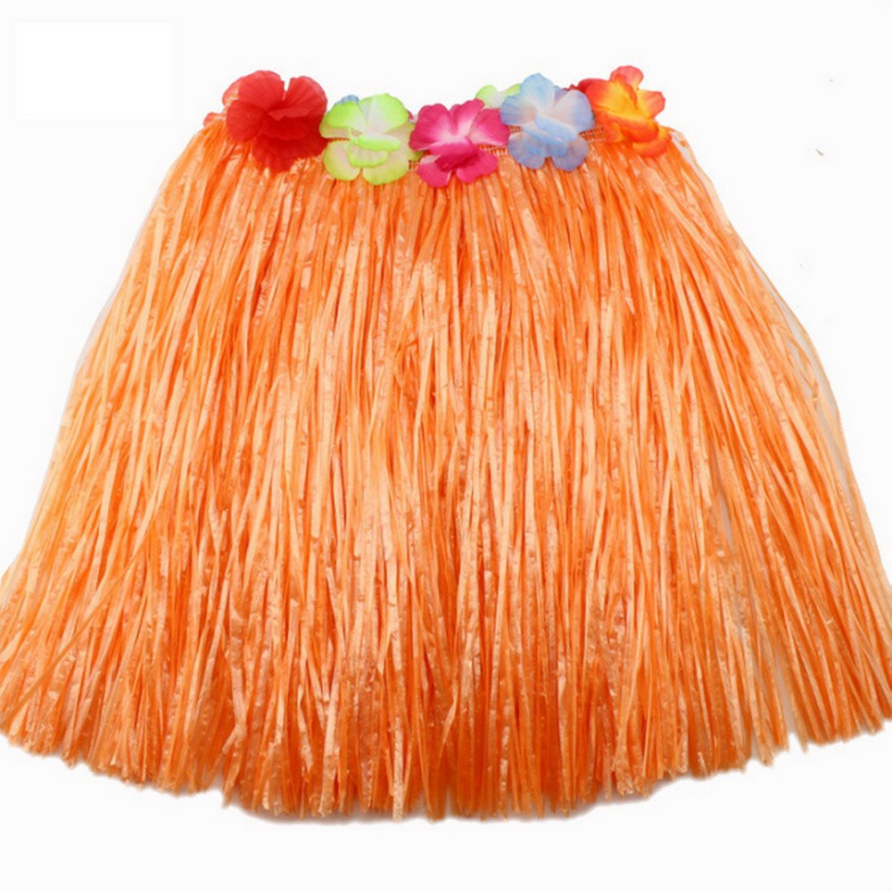 JEKANEL Kids Hawaiian Hula Skirt Set – 40cm Double Layer Thickened with Flower Accessories