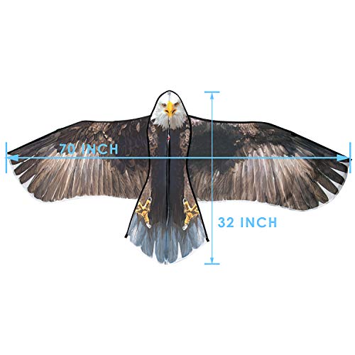 JEKOSEN Bald Eagle Huge Kite for Kids and Adults – 70 Inch Single Line Easy to Fly with 328ft String