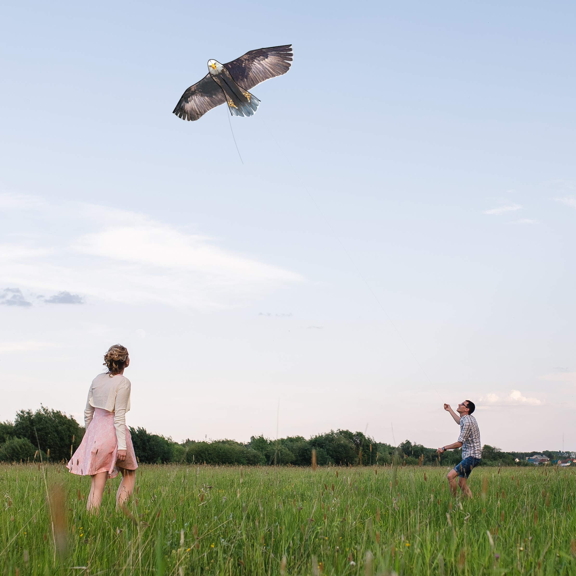 JEKOSEN Bald Eagle Huge Kite for Kids and Adults – 70 Inch Single Line Easy to Fly with 328ft String