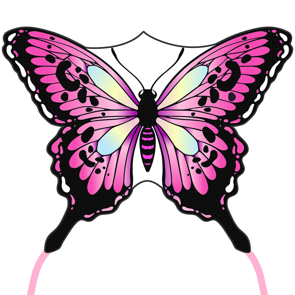 JEKOSEN Large Butterfly Kite for Kids and Adults – 51" Wing, 79" Tail, Easy to Fly Beginner Single Line with 330ft String, Pink