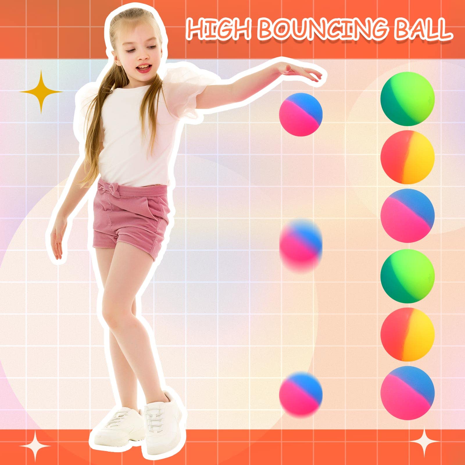 Jenaai 18 Pack 45mm Bouncy Balls for Kids – Bright Multicolor Rubber Balls for Parties, Prizes, and Play