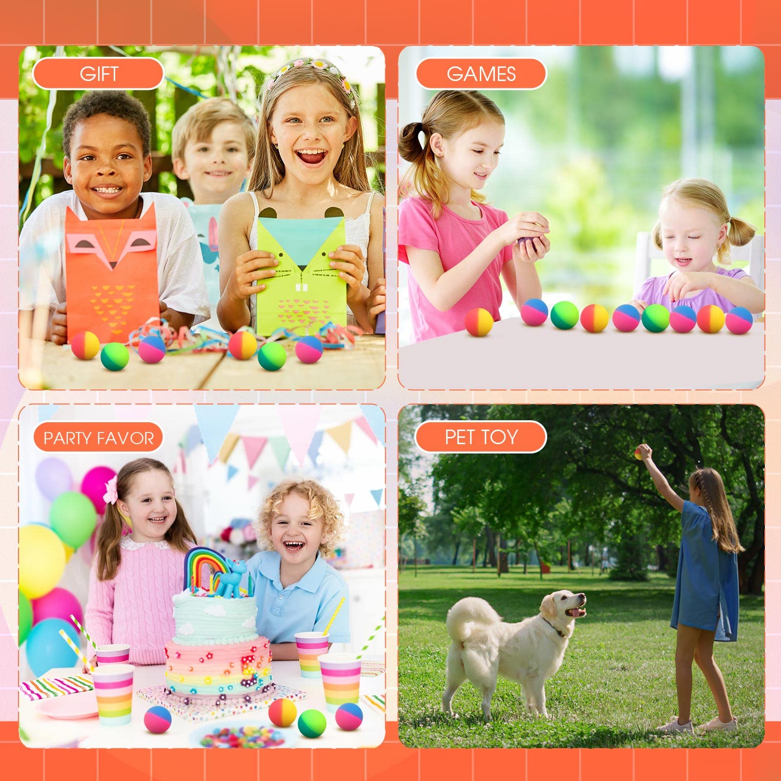Jenaai 18 Pack 45mm Bouncy Balls for Kids – Bright Multicolor Rubber Balls for Parties, Prizes, and Play