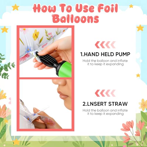 Jenaai 40-Inch Wildflower Number 1 Balloon – First Birthday Floral Party Decoration with Straw