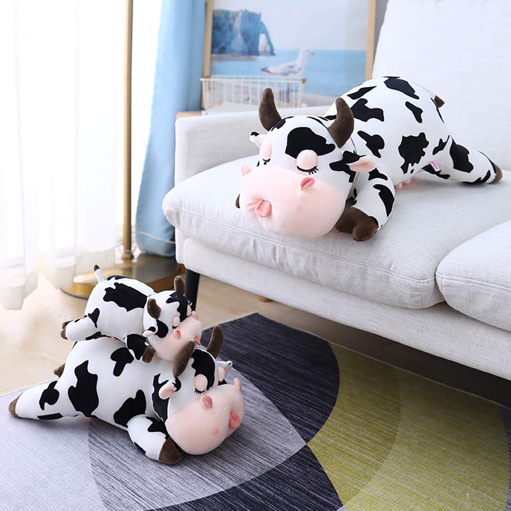 Jensquaify Cow Stuffed Animal Plush Pillow – 11.8 Inches Stretch Velvet Cuddle Toy