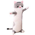 Jensquaify Long Cat Plush Pillow 19.68 Inch Gray - Soft Stretch Velvet Body Pillow for Kids