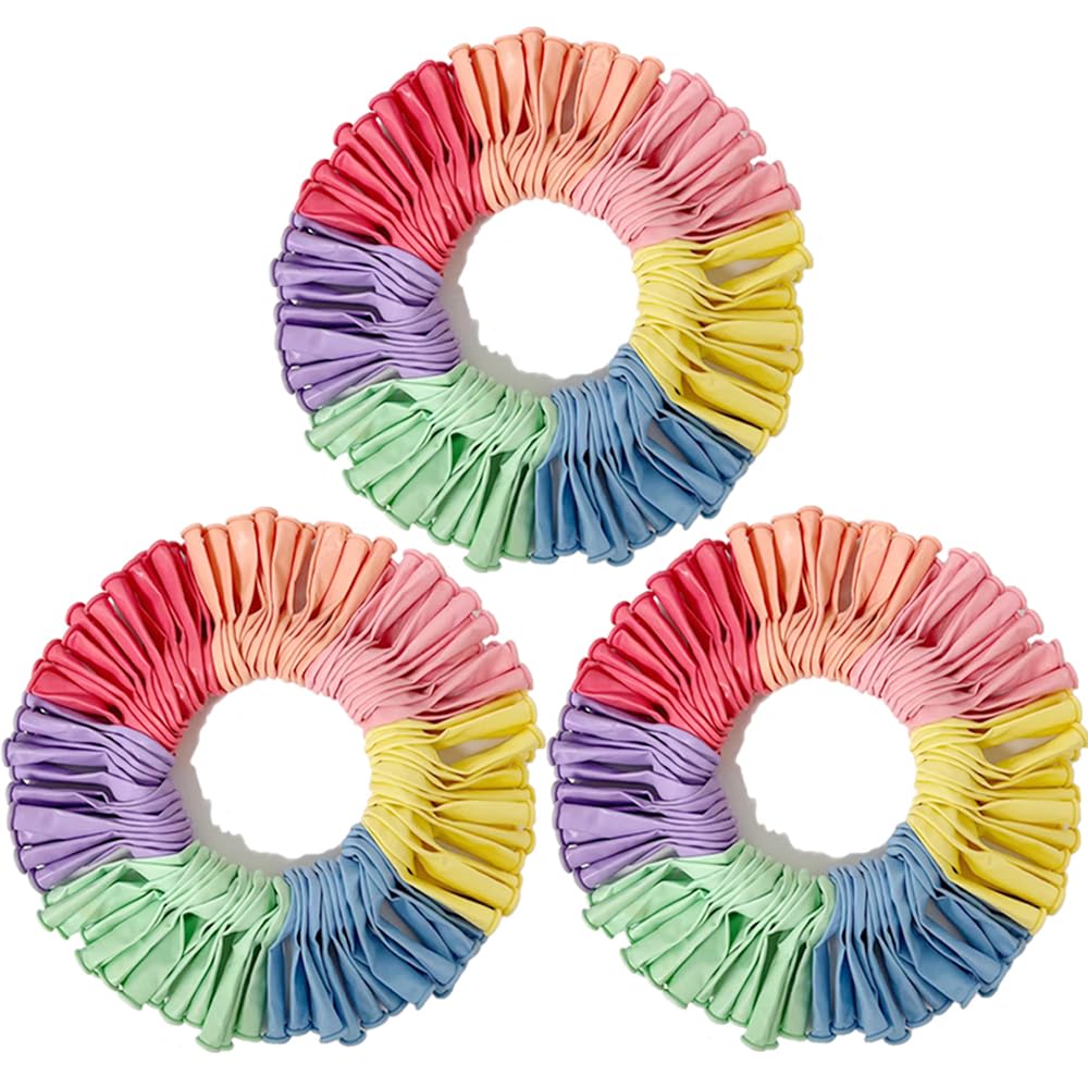 JerDorgo 300 Pastel Balloons - 5 & 10 Inch Latex Assorted Colors for Birthday Baby Shower Wedding