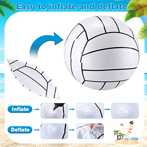 Jerify 12 Inch Inflatable Volleyballs - 6 Pack White/Black Stripe Beach Balls for Pool Party Supplies