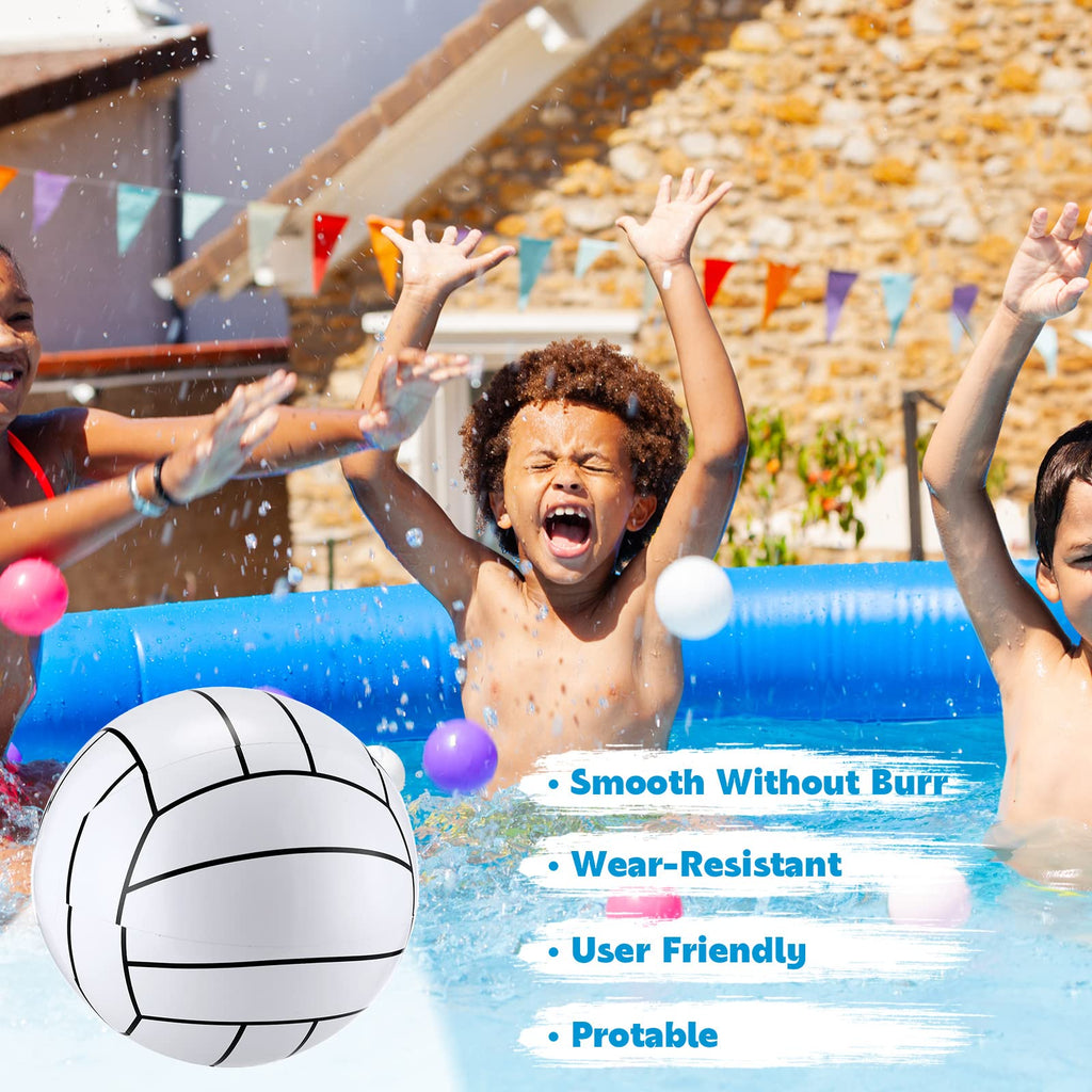 Jerify 12 Inch Inflatable Volleyballs - 6 Pack White/Black Stripe Beach Balls for Pool Party Supplies