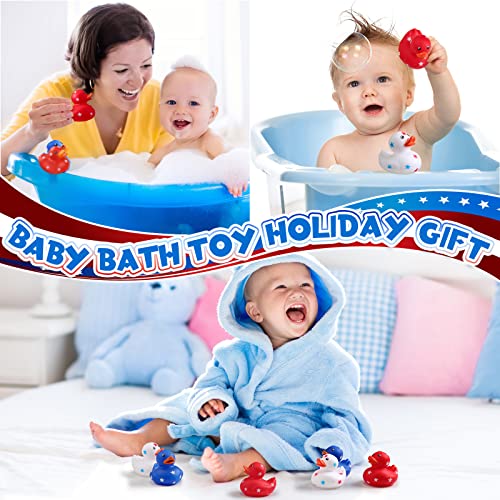 Jerify 12-Pack Patriotic Rubber Ducks - 2 Inch Mini Star Ducks for Independence Day Bath and Pool Fun
