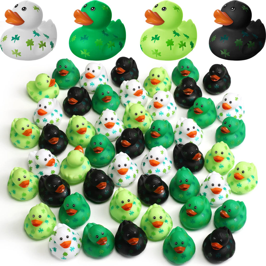 Jerify 12-Pack St. Patrick's Day Rubber Ducks – 2-Inch Shamrock Bath Toys in 4 Festive Styles