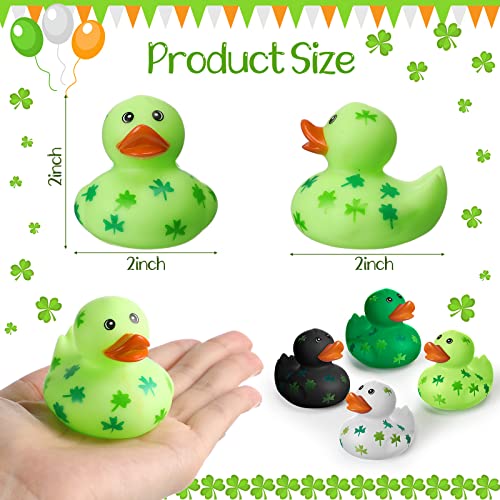 Jerify 12-Pack St. Patrick's Day Rubber Ducks – 2-Inch Shamrock Bath Toys in 4 Festive Styles