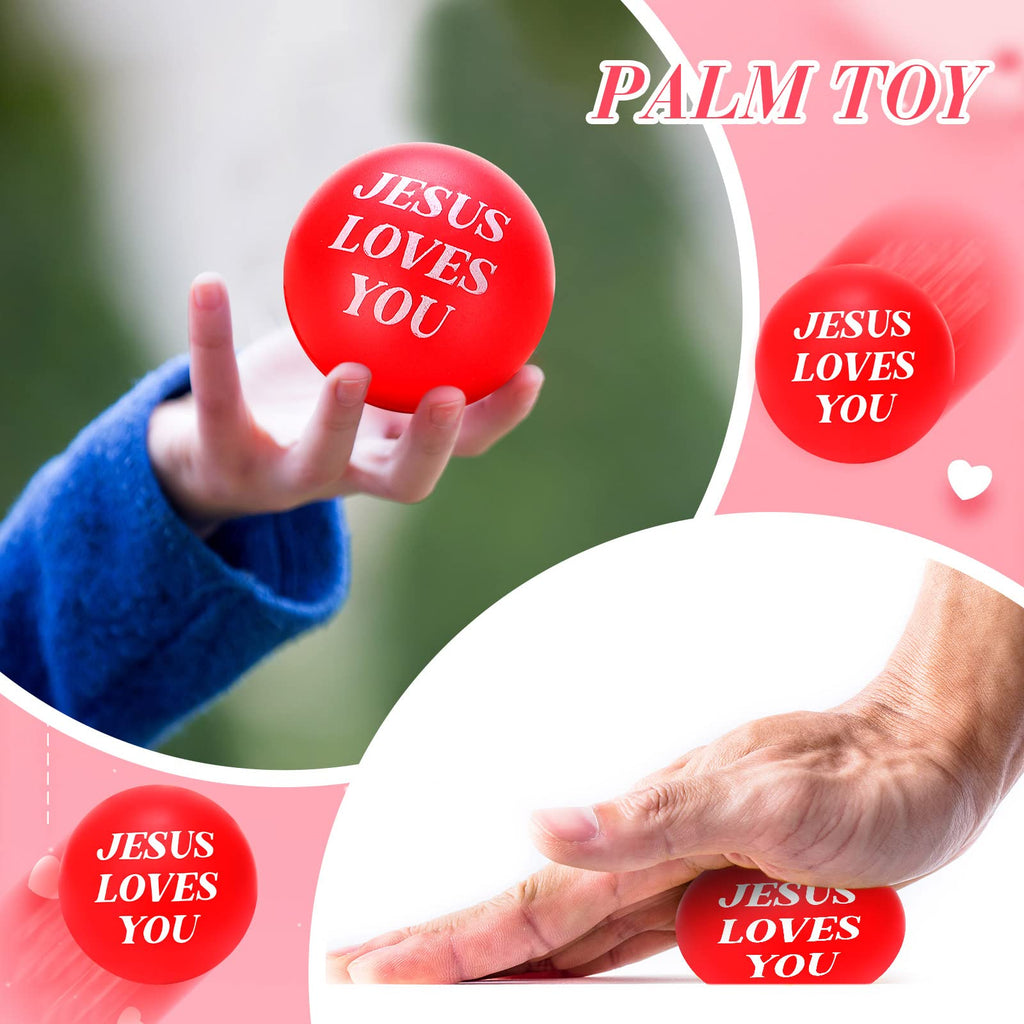 Jerify 20-Pack Jesus Loves You Stress Balls – Red & White Foam Squeeze Toys for Church Events, Graduation, and Party Favors (1.57 Inch)