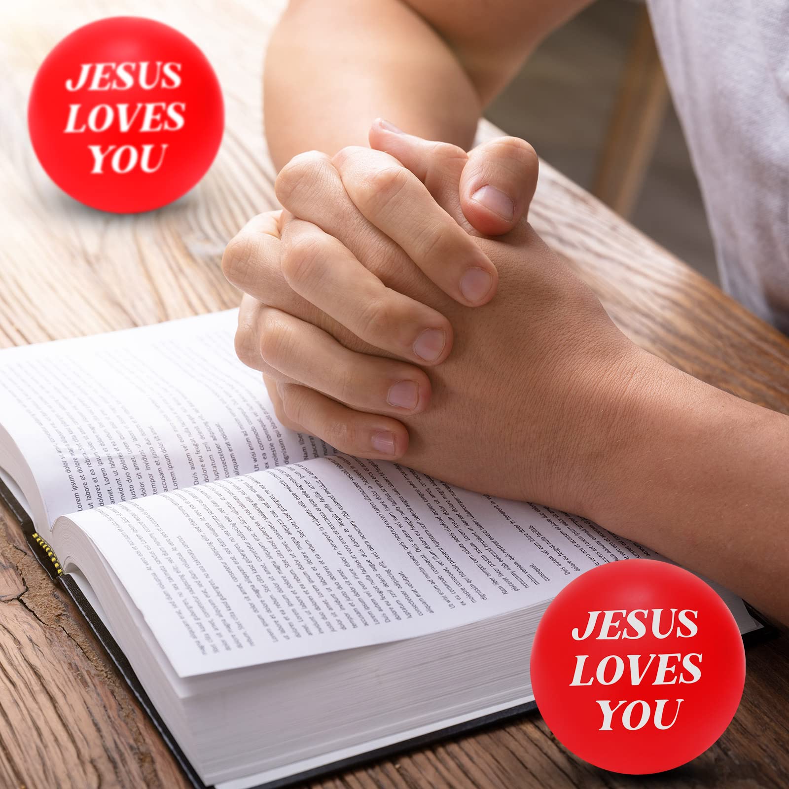 Jerify 20-Pack Jesus Loves You Stress Balls – Red & White Foam Squeeze Toys for Church Events, Graduation, and Party Favors (1.57 Inch)