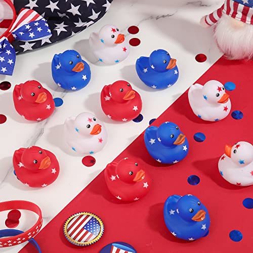 Jerify 24-Pack 2-Inch Patriotic Rubber Ducks – Independence Day Bath Toys with Star Design