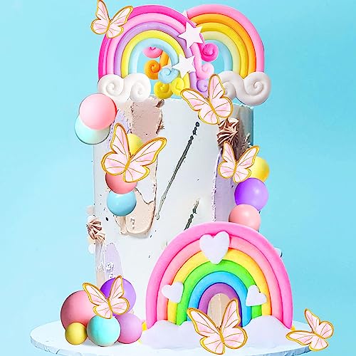 JeVenis 33-Piece Pink Rainbow Cake Decorations Set – Unicorn Boho Cake Toppers for Girls Birthday & Baby Shower