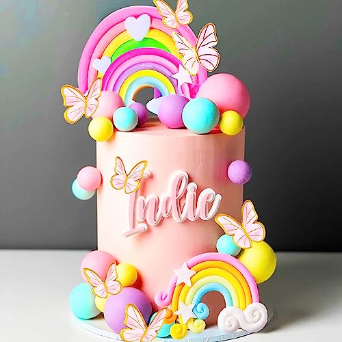 JeVenis 33-Piece Pink Rainbow Cake Decorations Set – Unicorn Boho Cake Toppers for Girls Birthday & Baby Shower