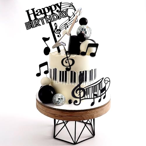 JeVenis Disco Ball & Guitar Cake Toppers – Music Notes, Balls, Birthday Decor