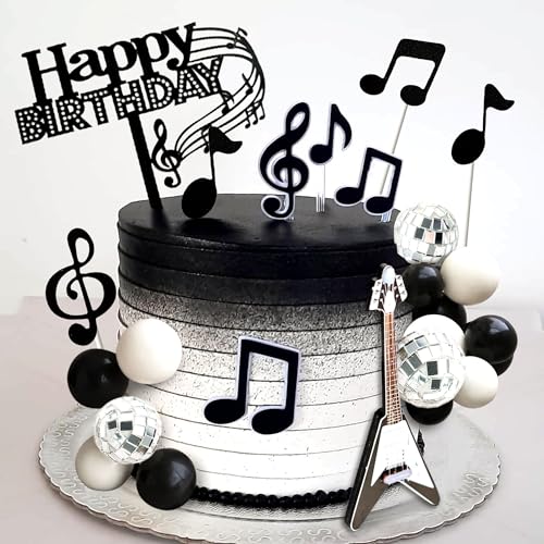 JeVenis Disco Ball & Guitar Cake Toppers – Music Notes, Balls, Birthday Decor