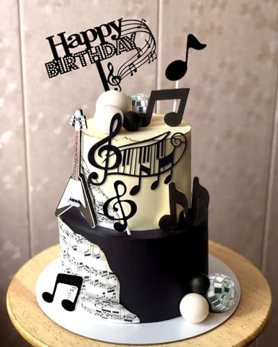 JeVenis Disco Ball & Guitar Cake Toppers – Music Notes, Balls, Birthday Decor