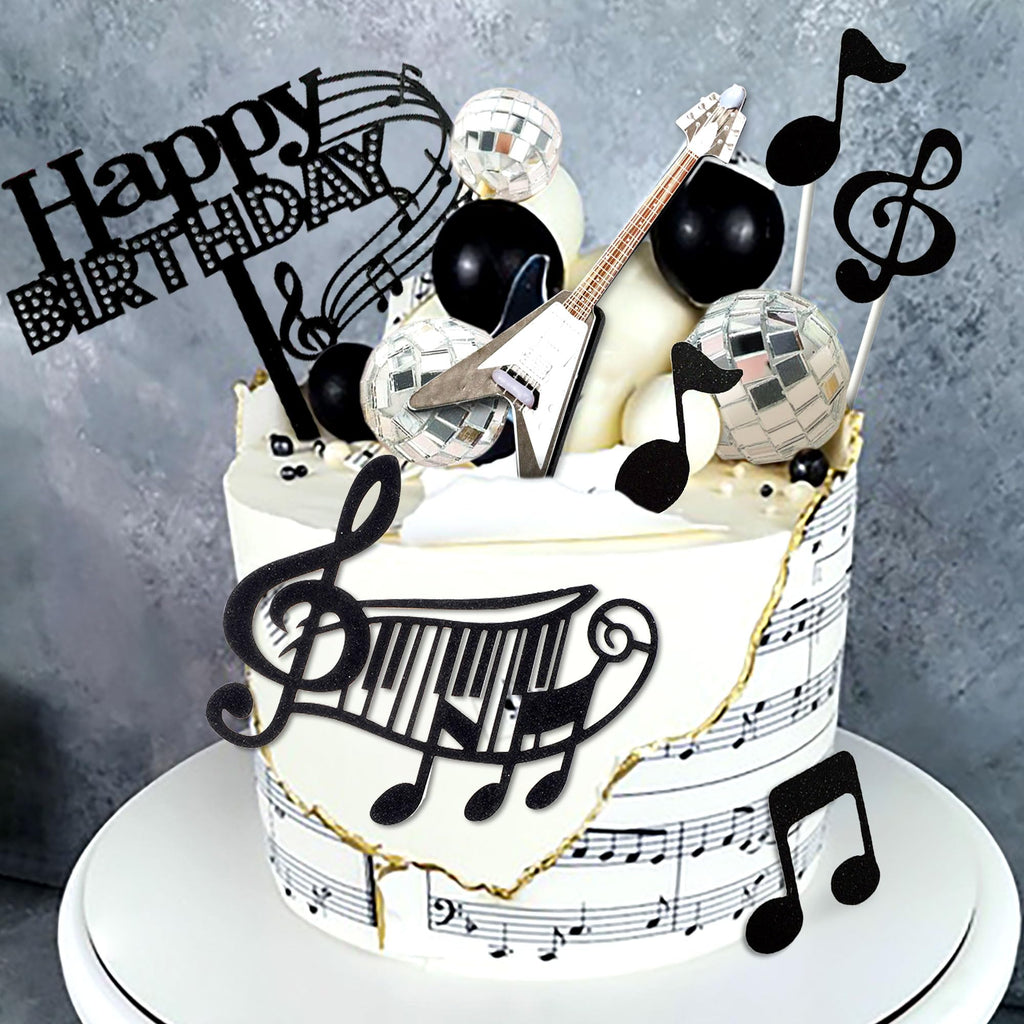JeVenis Disco Ball & Guitar Cake Toppers – Music Notes, Balls, Birthday Decor
