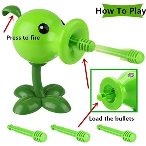 JHESAO 2-Piece PVZ Action Figures Set: Peashooter & Conehead Zombie with 3 Launchers - Great Gift for Kids and Fans
