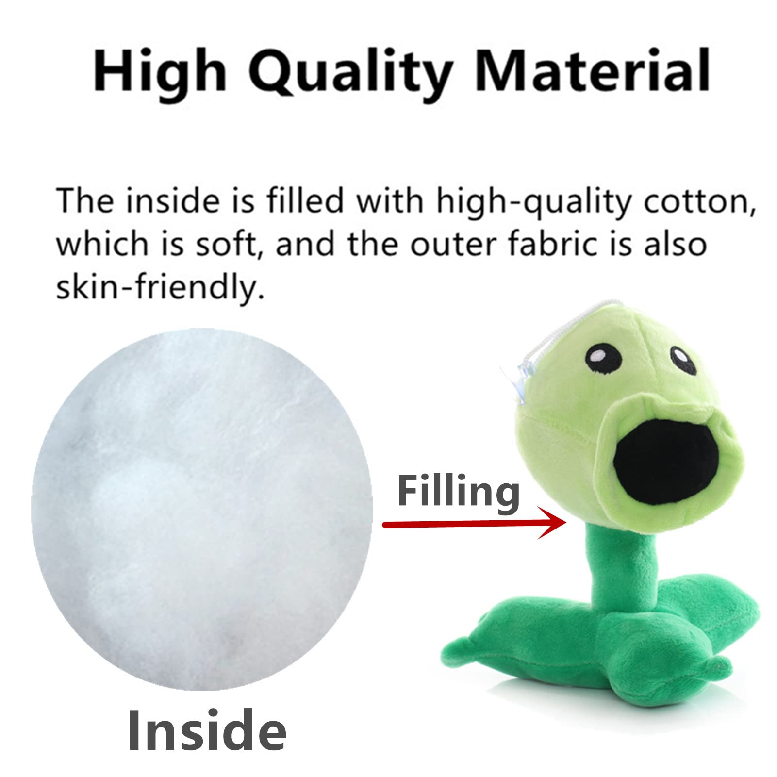 JHESAO 7-Inch Peashooter Plush Toy from Plants vs. Zombies – Soft, Huggable, Collectible
