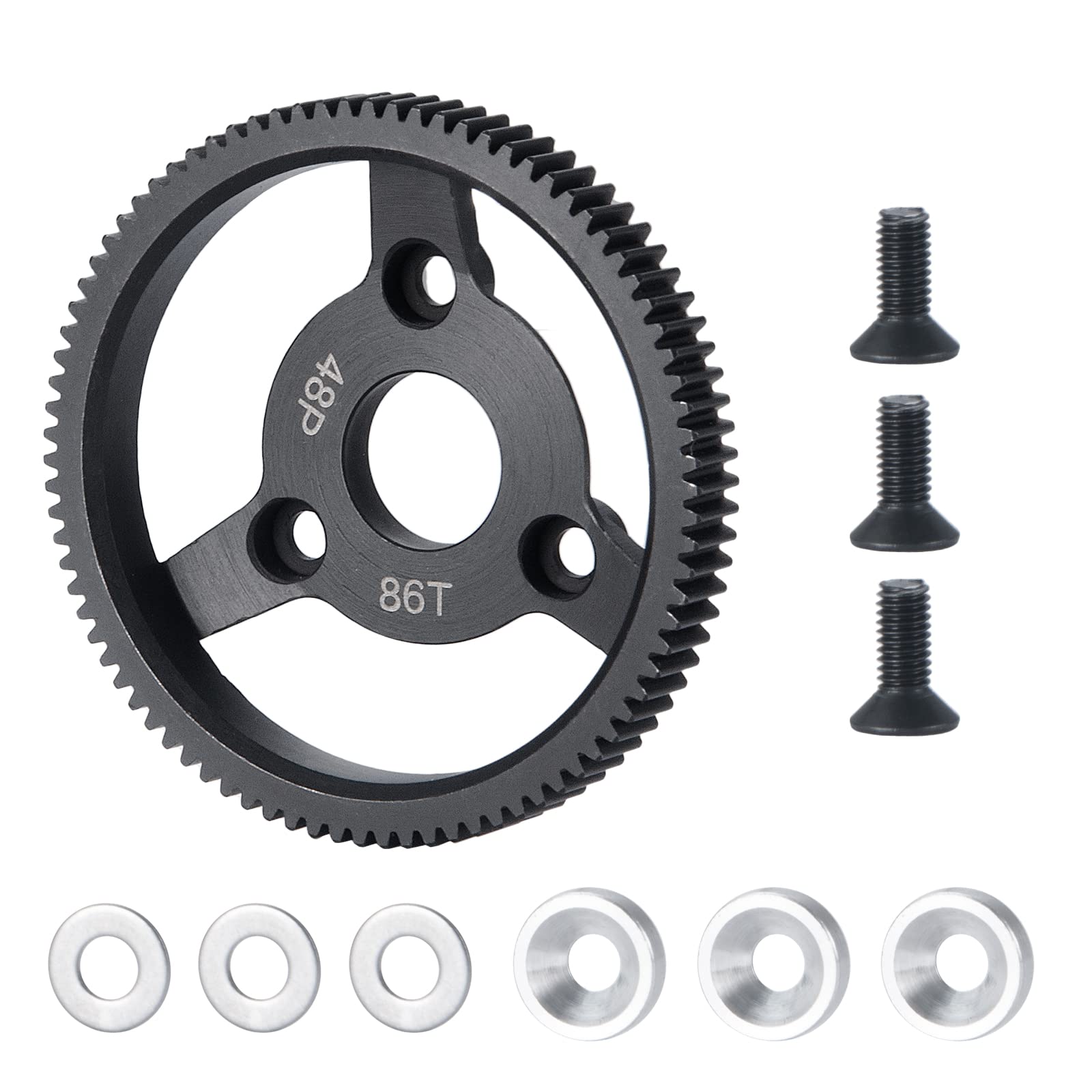 JHR Metal Spur Gear (48P 86T) for 1/10 Slash 2WD, Rustler, Stampede, Telluride RC Cars