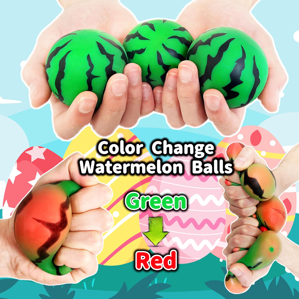 JIAHO Squishy Watermelon Stress Ball – Color-Changing, Soft TPR Fidget Toy for Kids & Adults