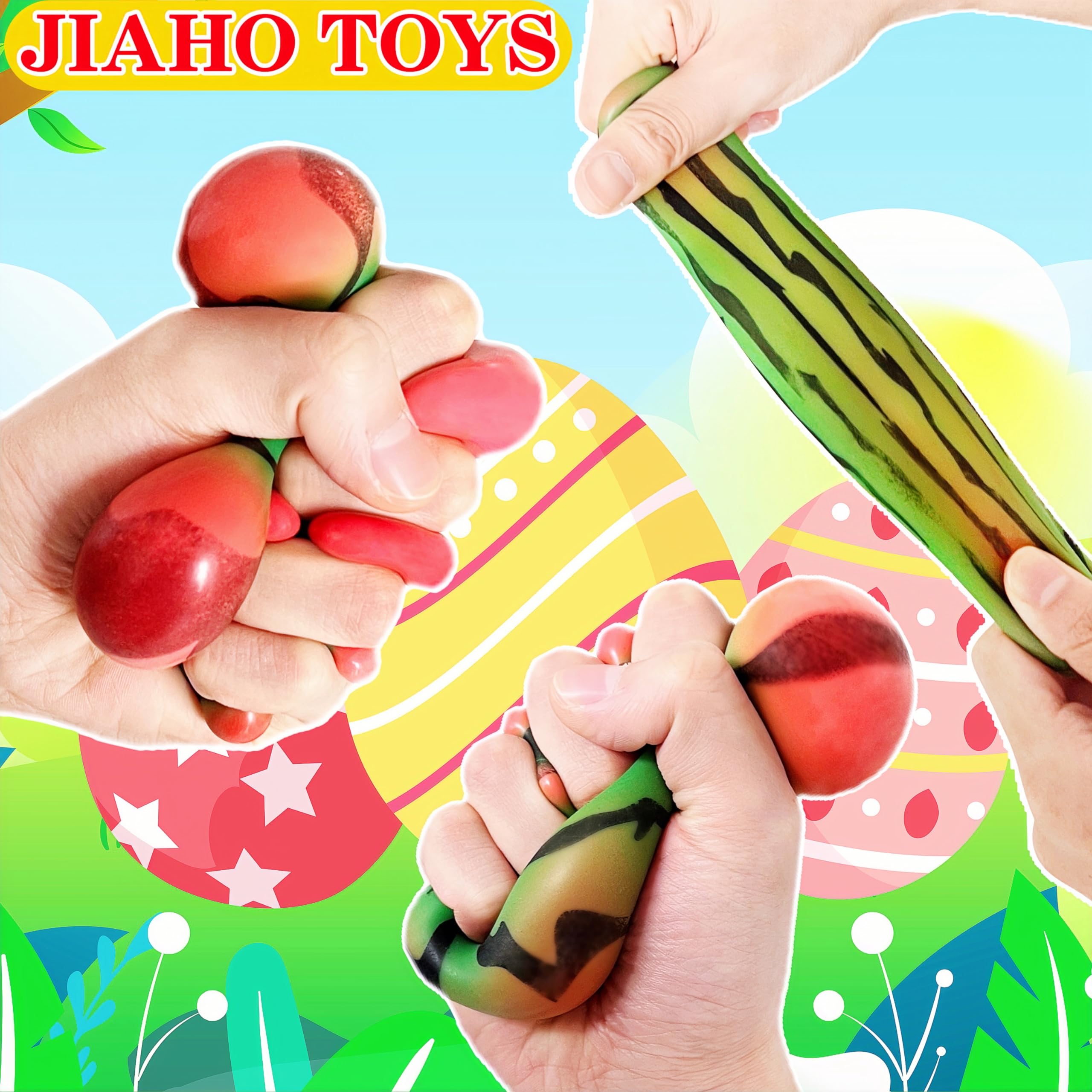 JIAHO Squishy Watermelon Stress Ball – Color-Changing, Soft TPR Fidget Toy for Kids & Adults