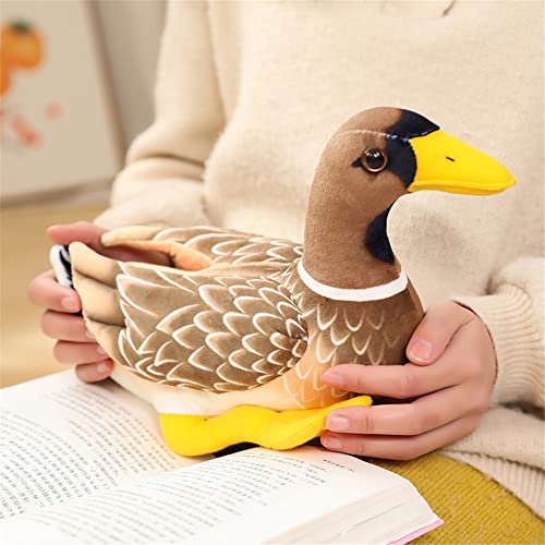 JIANEEXSQ 11-Inch Brown Mallard Duck Plush Toy – Realistic Stuffed Animal for Kids and Collectors