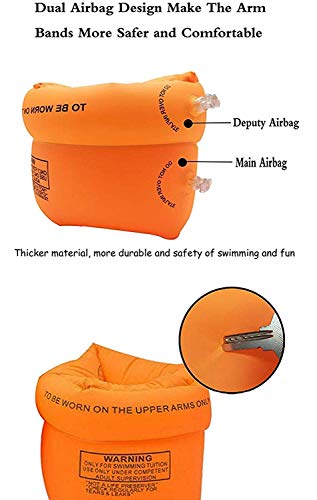 Jiareet 4-6 Pack PVC Arm Floaties for Kids & Adults – Inflatable Swim Arm Bands with Dual Air Chambers