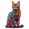 Jigfoxy Cat Wooden Puzzle for Adults – 75pc Unique Animal Shape Jigsaw, S-8.4x5.7in