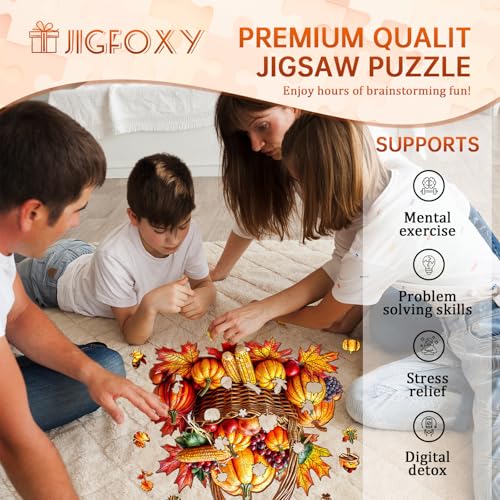 Jigfoxy Fall Wooden Puzzle for Adults – 100-Piece Unique Animal-Shaped Jigsaw, 8.5 x 8.2 inches