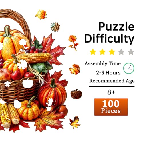 Jigfoxy Fall Wooden Puzzle for Adults – 100-Piece Unique Animal-Shaped Jigsaw, 8.5 x 8.2 inches