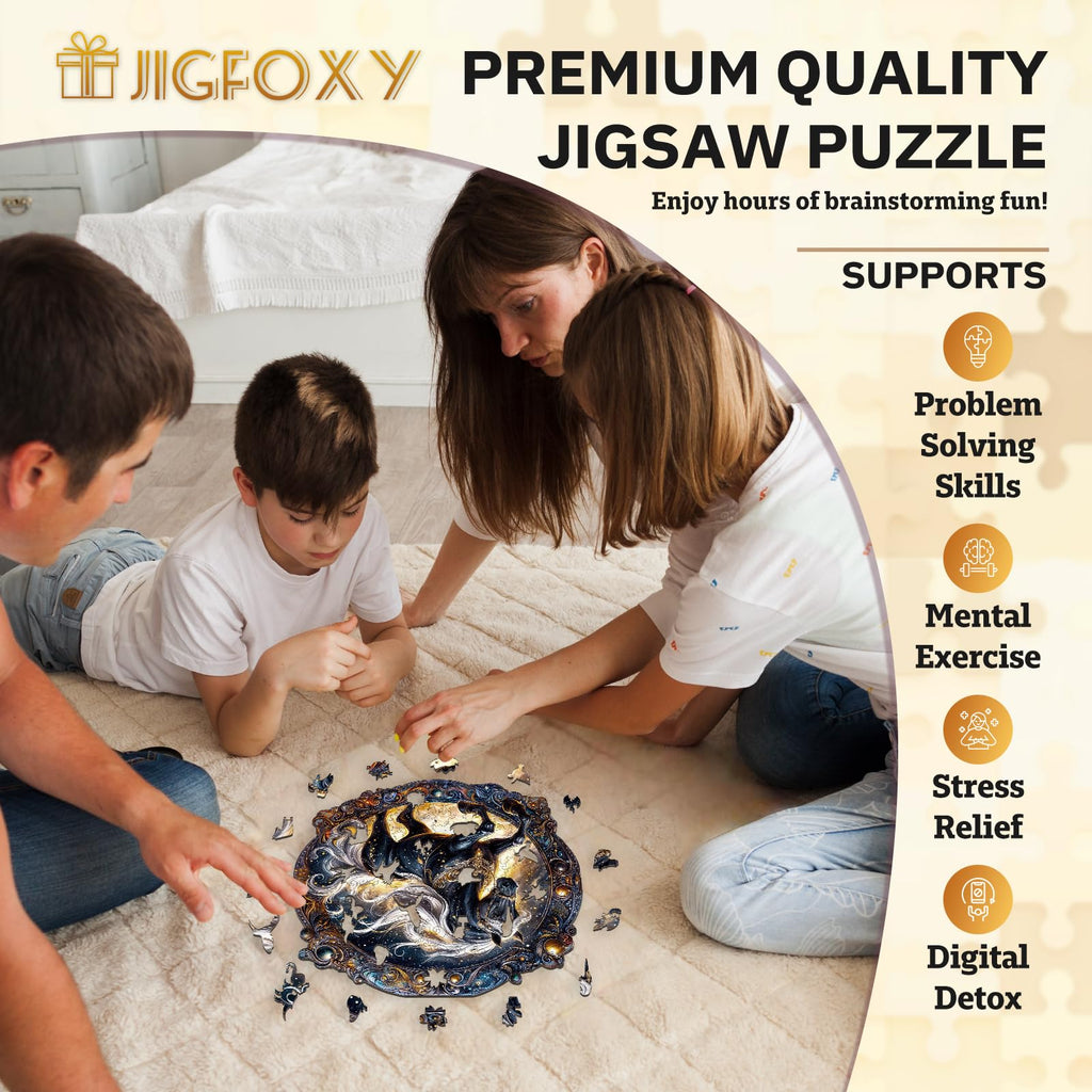 Jigfoxy Horse Wooden Puzzle for Adults – 100-Piece Animal-Shaped Jigsaw, Eco-Friendly Laser-Cut Wood, Unique Silhouettes, Gift Box (8.5x8.5 inches)