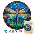 Jigfoxy Retro Dragonfly Wooden Puzzle - 100 Piece Adult Jigsaw, 8.5x8.5 inch
