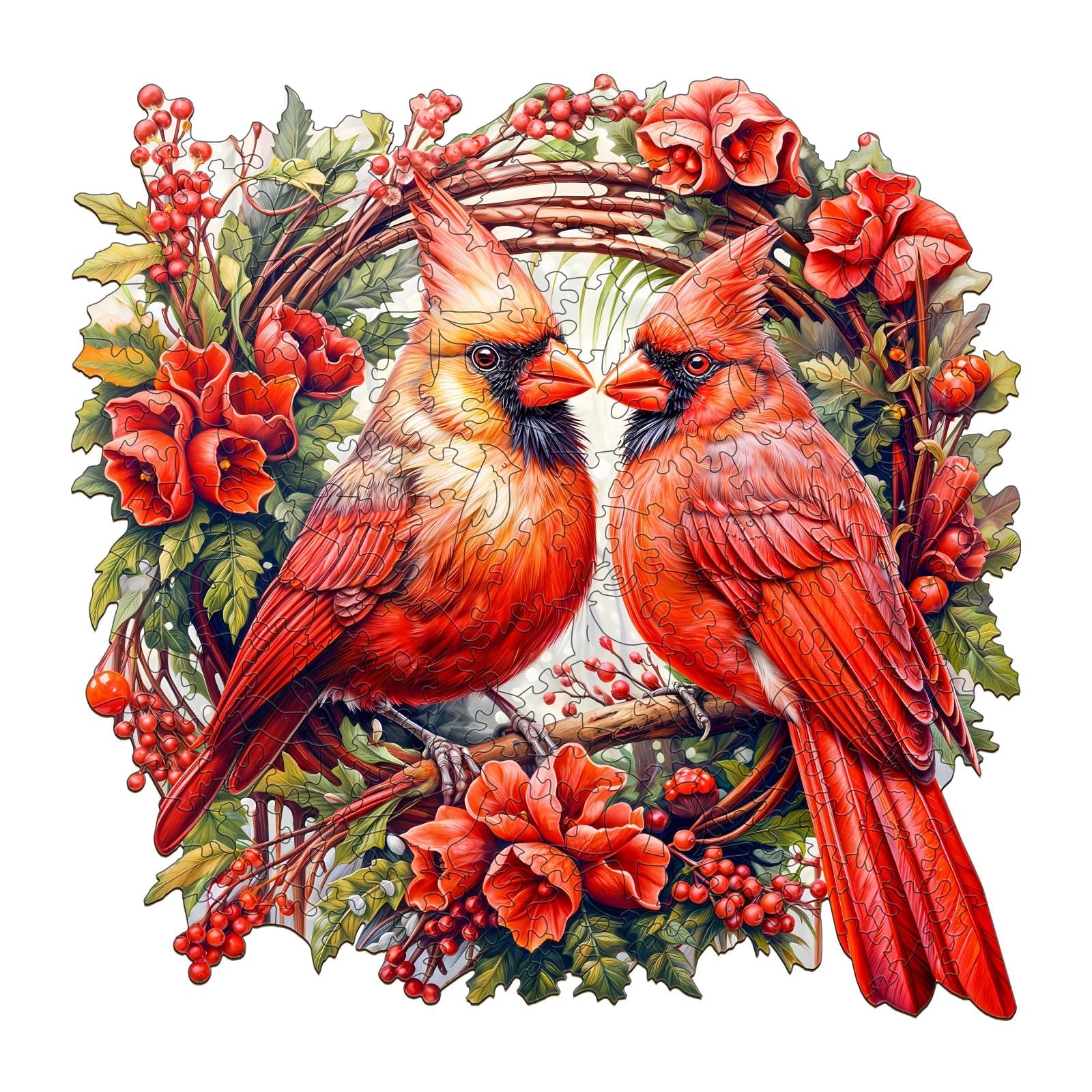 Jigfoxy Wooden Puzzle for Adults – 100-Piece Cardinal Bird Shaped Jigsaw, 8.4x8.3 in, Eco-Friendly Wood
