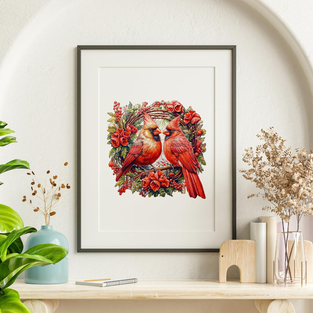 Jigfoxy Wooden Puzzle for Adults – 100-Piece Cardinal Bird Shaped Jigsaw, 8.4x8.3 in, Eco-Friendly Wood