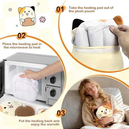 JILPAK Microwavable Cat Plush Heating Pad - Lavender Scented Warm Compress for Cramps & Muscle Relief