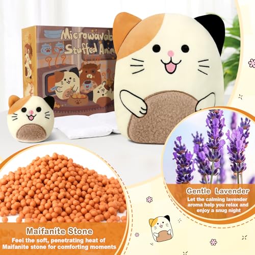 JILPAK Microwavable Cat Plush Heating Pad - Lavender Scented Warm Compress for Cramps & Muscle Relief