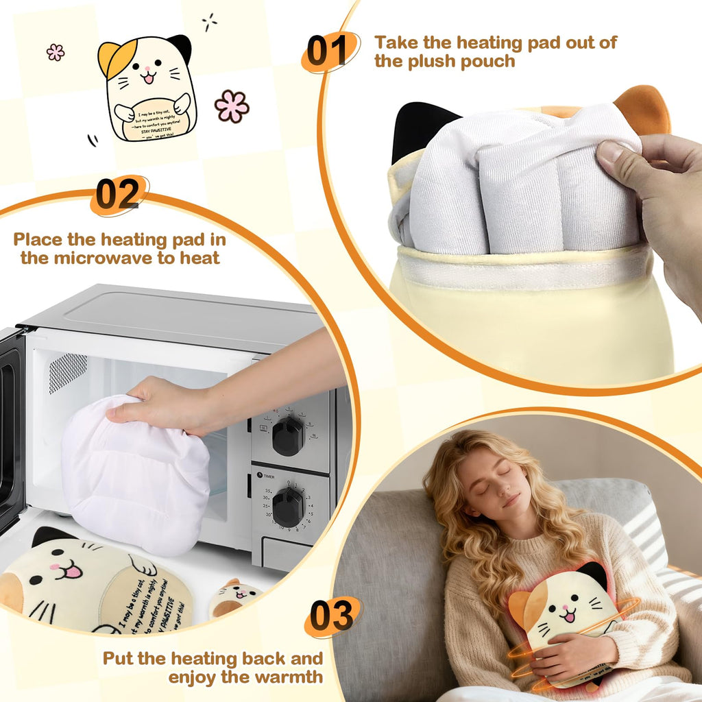 JILPAK Microwavable Plush Cat Heating Pad – Lavender Scented, Soothing Cuddle Gift