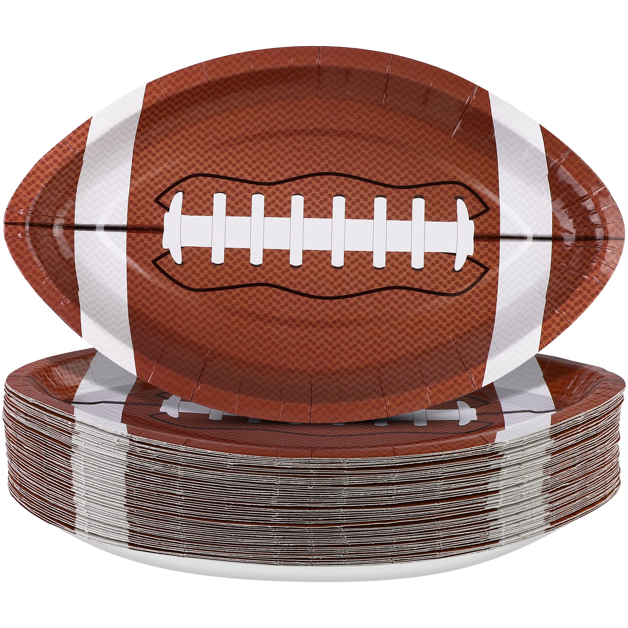 JimysCo Football Shaped Paper Plates (50-Pack) - 9.4 x 5.9 Inch Disposable Party Supplies